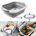 3 in 1 Multifunction Collapsible Kitchen Cutting Board, Vegetable Basin, Drain Basket